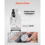 VEVOR Procesador de Alimentos y Picador de Verduras 2 Orificios de Alimentación de Acero Inoxidable Picadora con 6 Cuchillas Desmontables 550W 1600 RPM Trituradora de 3/5/7/10 mm, Cortadora de 2/4 mm
