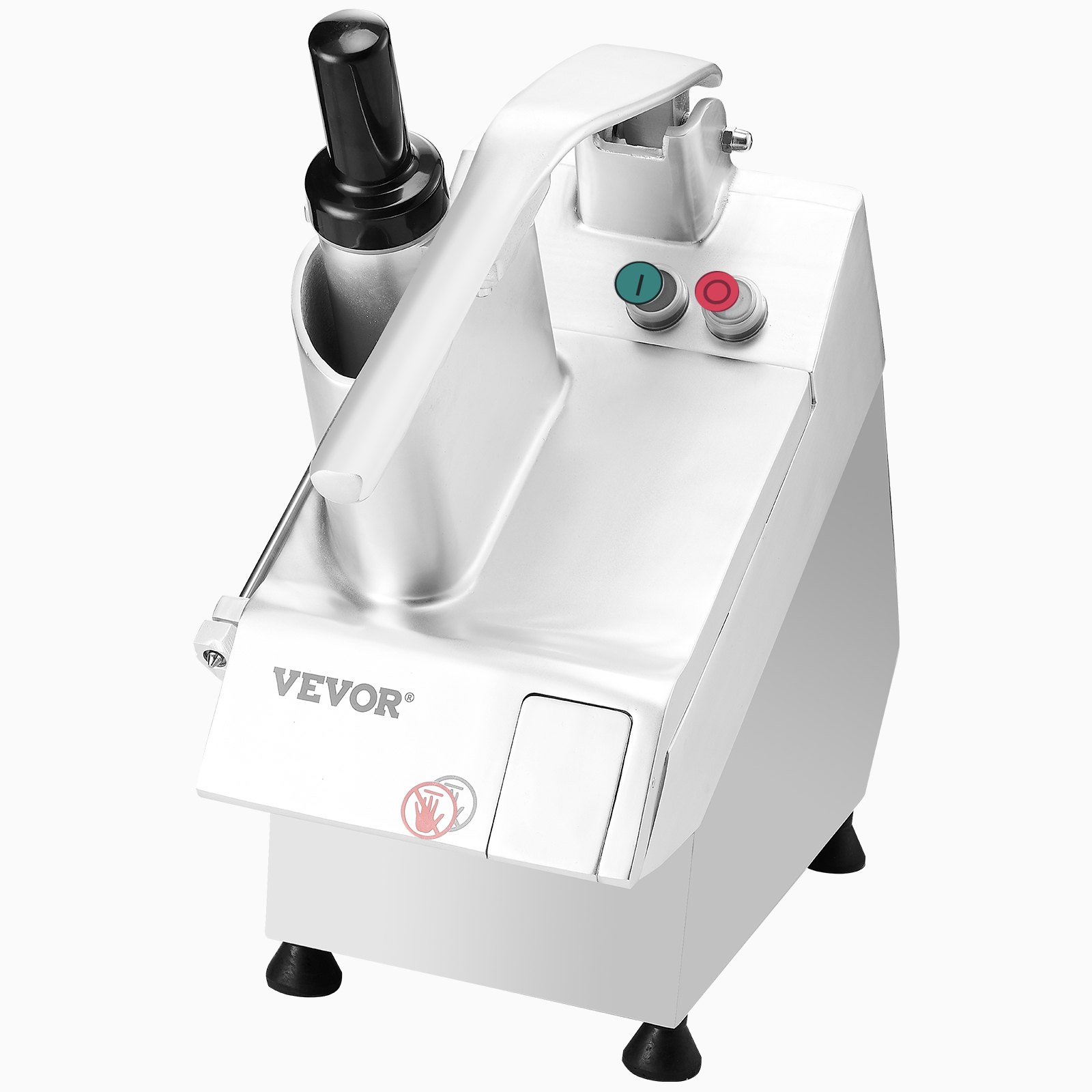 VEVOR Procesador de Alimentos y Picador de Verduras 2 Orificios de Alimentación de Acero Inoxidable Picadora con 6 Cuchillas Desmontables 550W 1600 RPM Trituradora de 3/5/7/10 mm, Cortadora de 2/4 mm