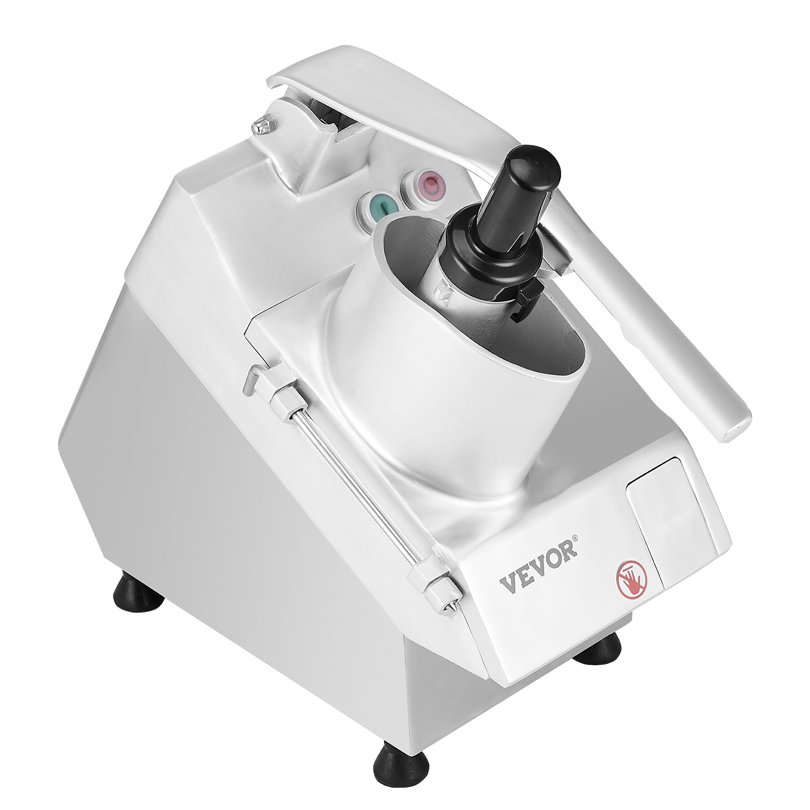 VEVOR Procesador de Alimentos y Picador de Verduras 2 Orificios de Alimentación de Acero Inoxidable Picadora con 6 Cuchillas Desmontables 550W 1600 RPM Trituradora de 3/5/7/10 mm, Cortadora de 2/4 mm