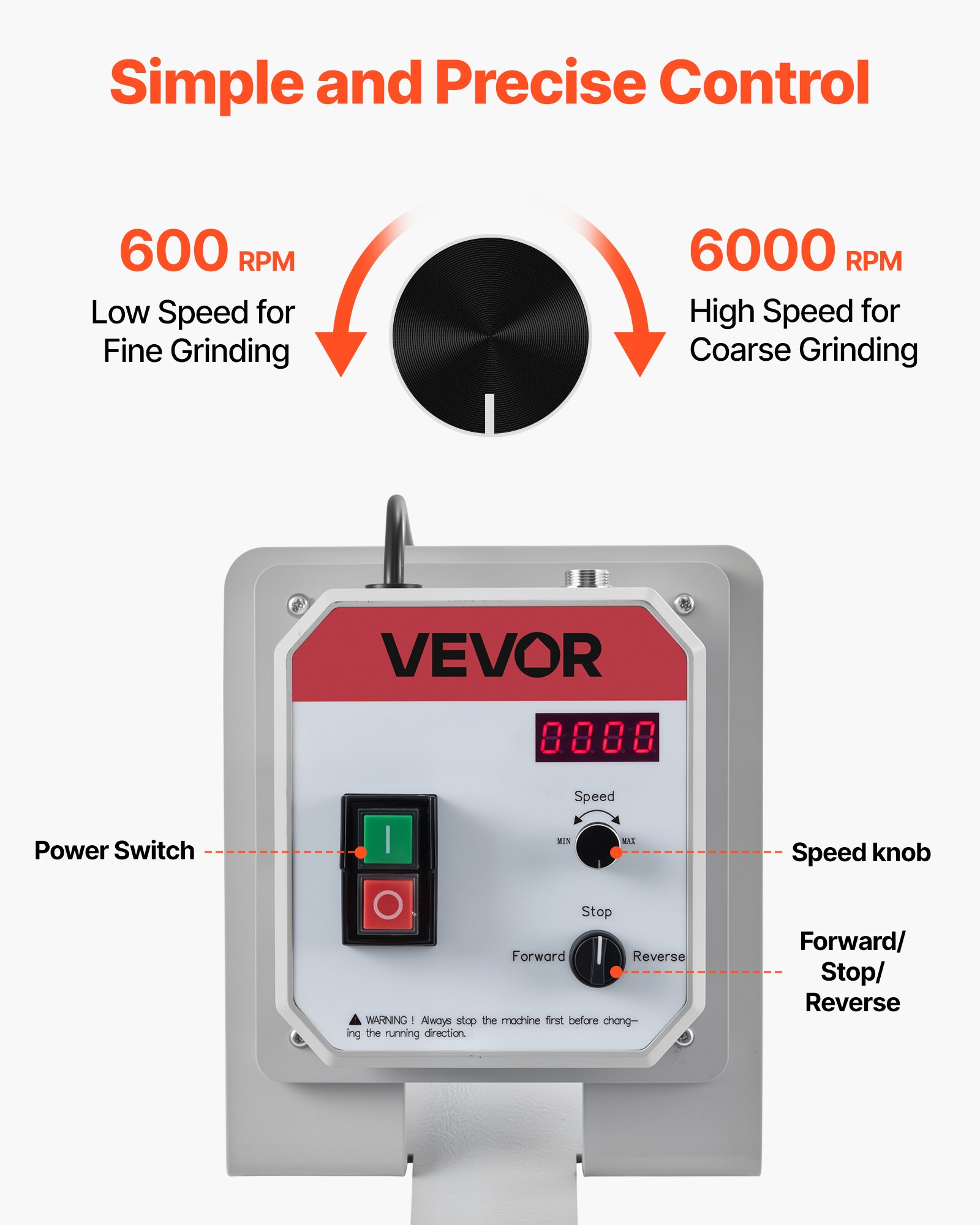 VEVOR Lijadora de Banda de 1500 W con VFD Velocidad Variable 600 a 6000 RPM, 32 m/s Motor sin Escobillas, Amoladora de Lijado 1829 x 51 mm, 3 Modos, 3 Bandas para Metal Acero Taller Madera Cuchillos