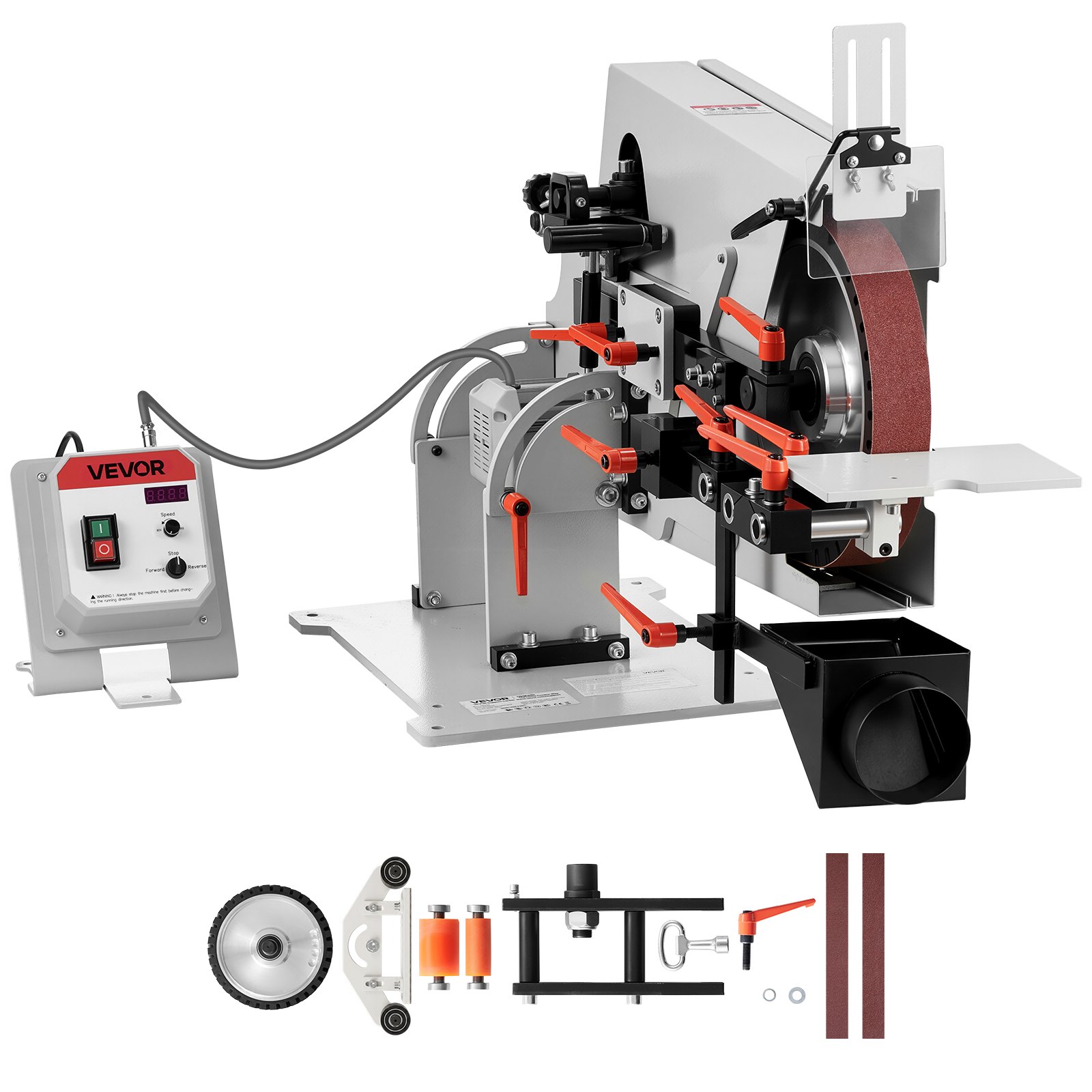 VEVOR Lijadora de Banda de 1500 W con VFD Velocidad Variable 600 a 6000 RPM, 32 m/s Motor sin Escobillas, Amoladora de Lijado 1829 x 51 mm, 3 Modos, 3 Bandas para Metal Acero Taller Madera Cuchillos