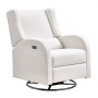 VEVOR Sillón Reclinable Electrónico y Deslizador Giratorio Ángulo Ajustable Blanco Roto Capacidad de Peso de 113,4KG Superficie de Poliéster Mecedora Reclinable para Sala de Estar, Dormitorio