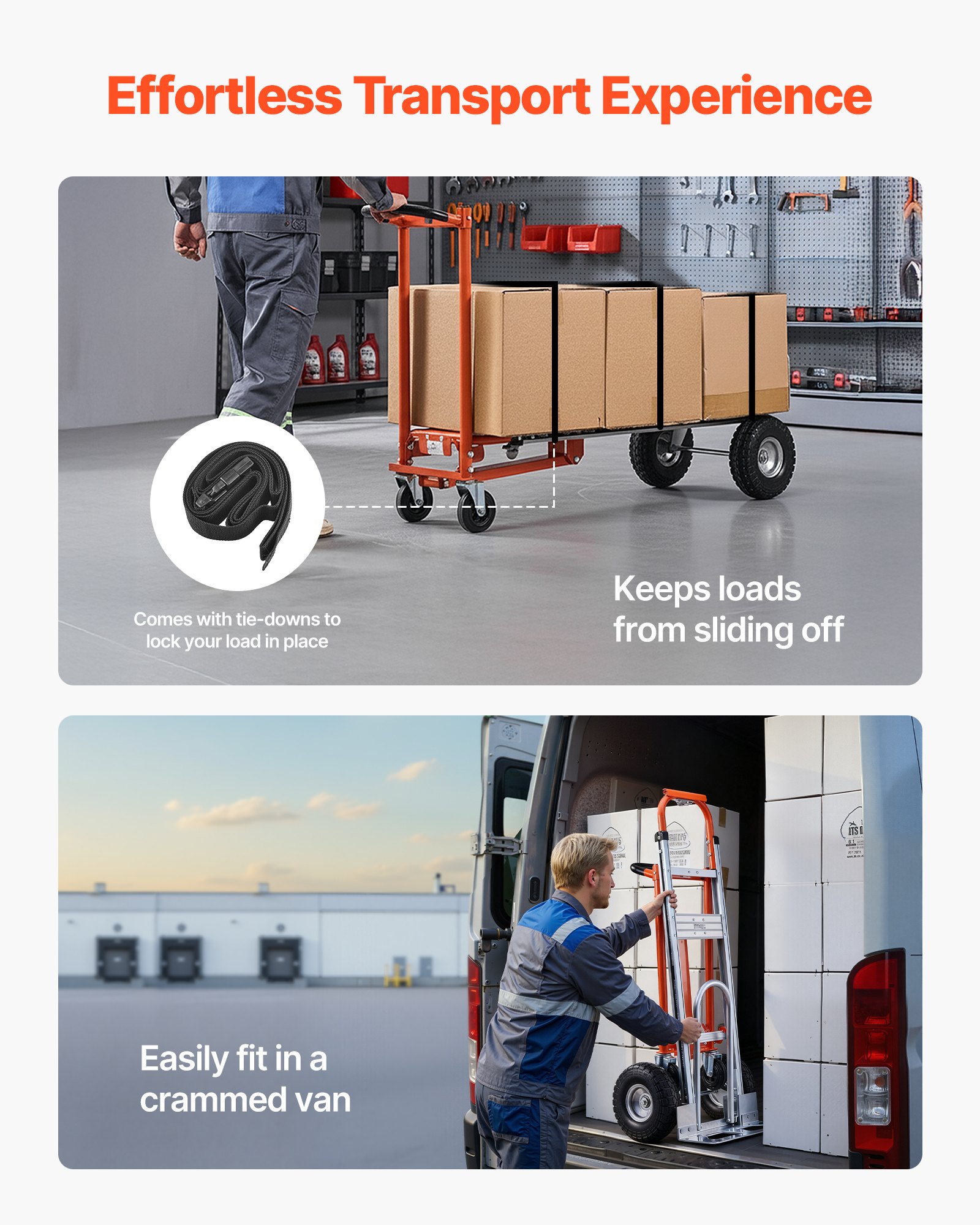 VEVOR Carretilla de Mano Plegable de Aleación de Aluminio, Carro Plegable con Ruedas Carga Máxima de 453,6 kg, Convertible con Asa y Ruedas Antideslizantes, para Mudanzas de Casa, Oficina, Almacén