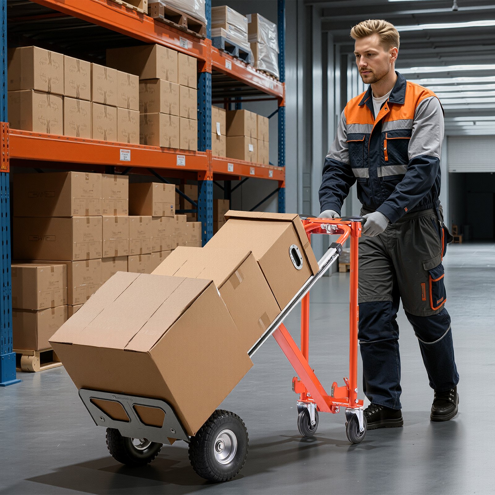 VEVOR Carretilla de Mano Plegable de Aleación de Aluminio, Carro Plegable con Ruedas Carga Máxima de 453,6 kg, Convertible con Asa y Ruedas Antideslizantes, para Mudanzas de Casa, Oficina, Almacén