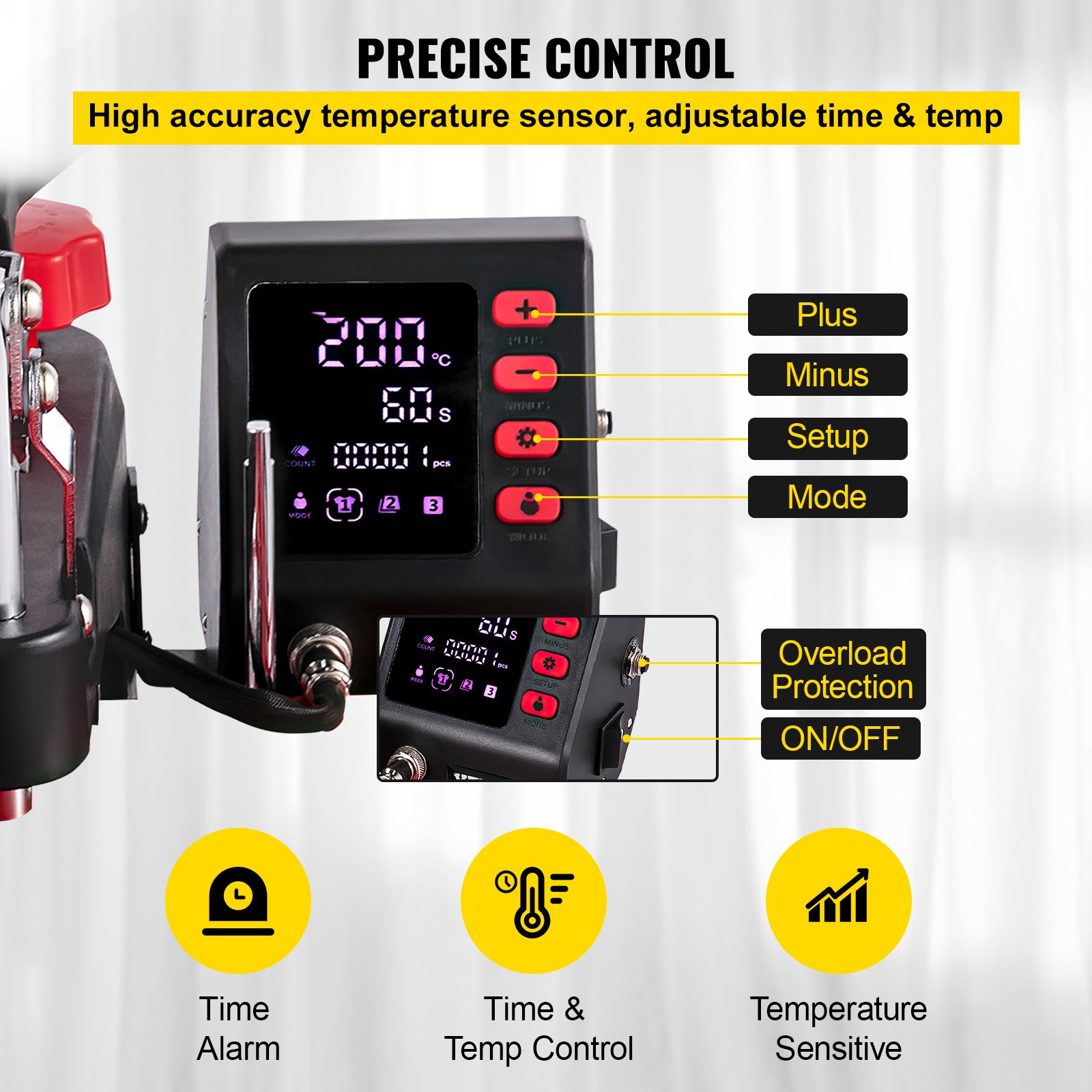 VEVOR 8 en 1 Prensa Térmica de Calor Multifuncional Roja 29 x 38 cm Máquina de Sublimación 1.000 W Máquina de Impresión de Calo para Camisetas