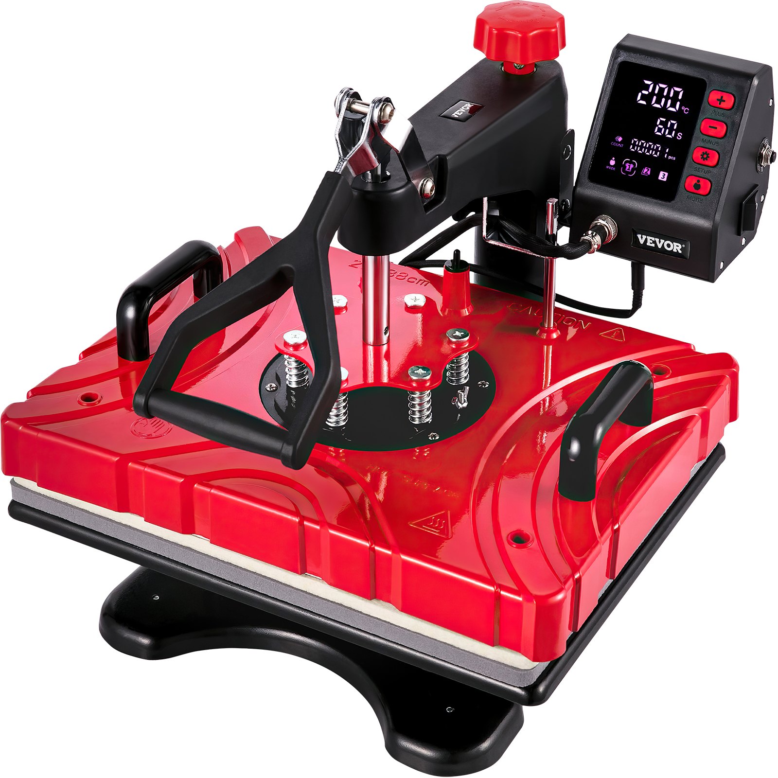 VEVOR 8 en 1 Prensa Térmica de Calor Multifuncional Roja 29 x 38 cm Máquina de Sublimación 1.000 W Máquina de Impresión de Calo para Camisetas