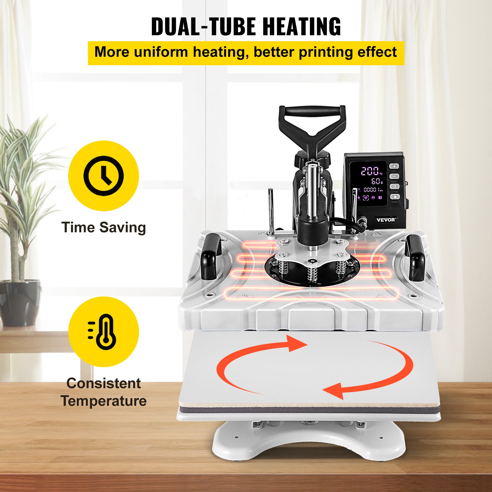 VEVOR Máquina de Prensa de Calor Multifuncional, 6 en 1 Prensa de Transferencia Giratoria de 360°, 1.000 W 220 V Máquina de Sublimación, Prensa de Calor, Prensa Térmica Blanca para Camisetas