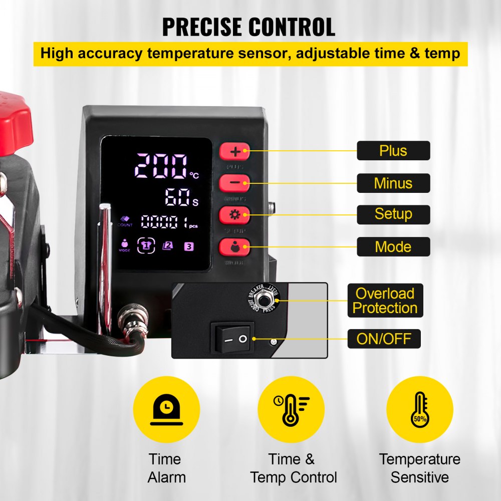 VEVOR La Prensa del Calor, Máquina de Sublimación 6 en 1, 1.000 W, 220 V, Rojo