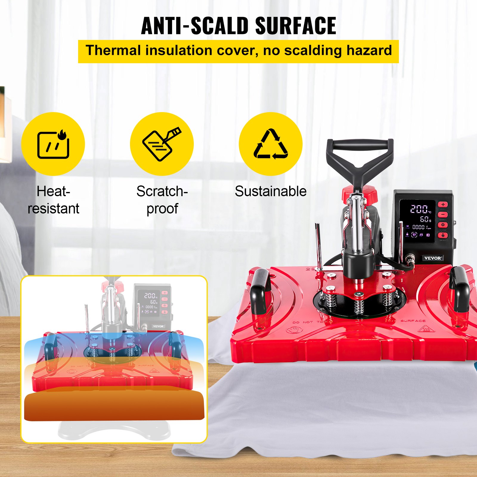 VEVOR La Prensa del Calor, Máquina de Sublimación 6 en 1, 1.000 W, 220 V, Rojo