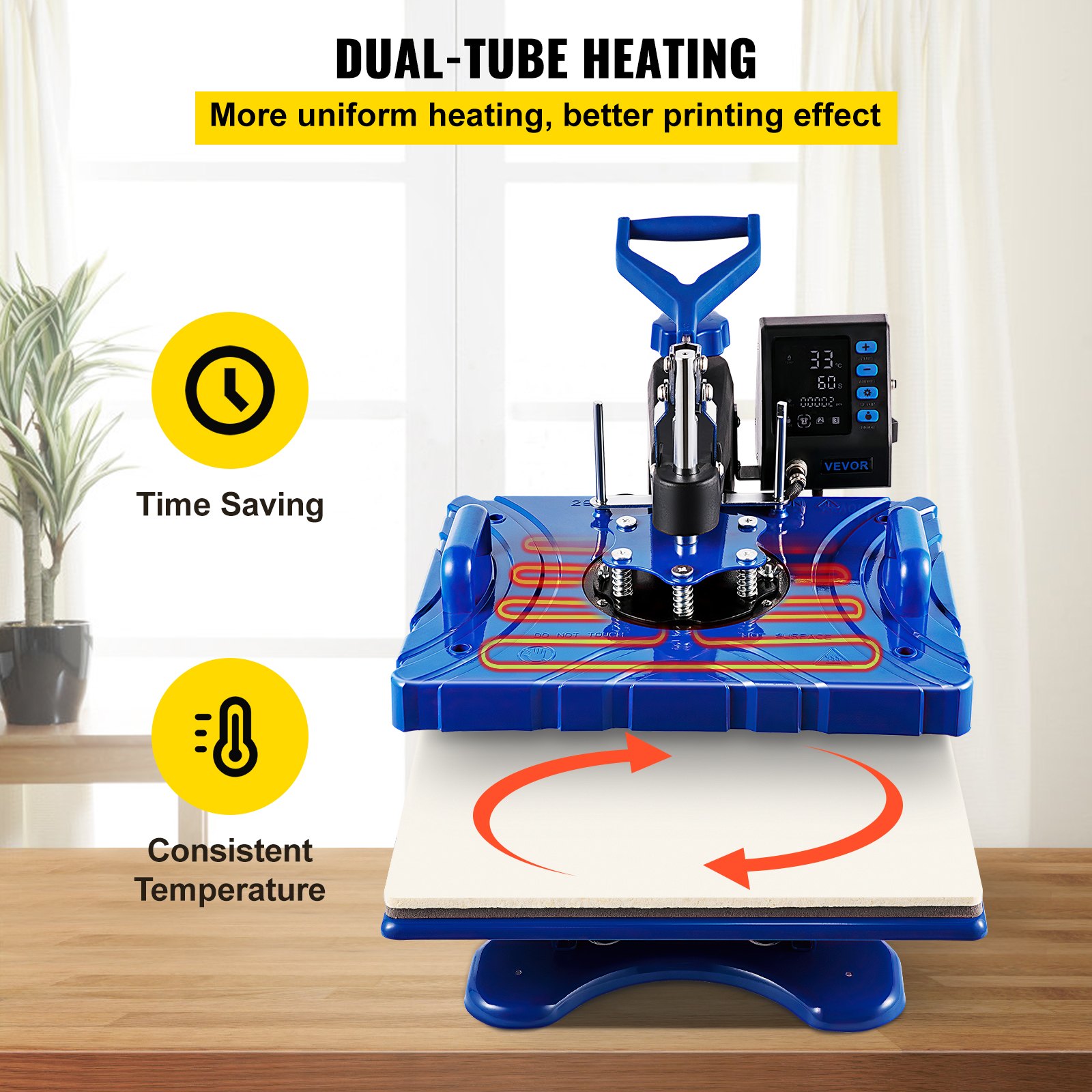 VEVOR Prensa Térmica para Sublimación 6 en 1 de 38 x 29 cm, Planchas de Calor para Sublimación Temperatura de 200 ℃ con Calentamiento de Doble Tubo, Impresora de Calor para Sublimación 1,000 W