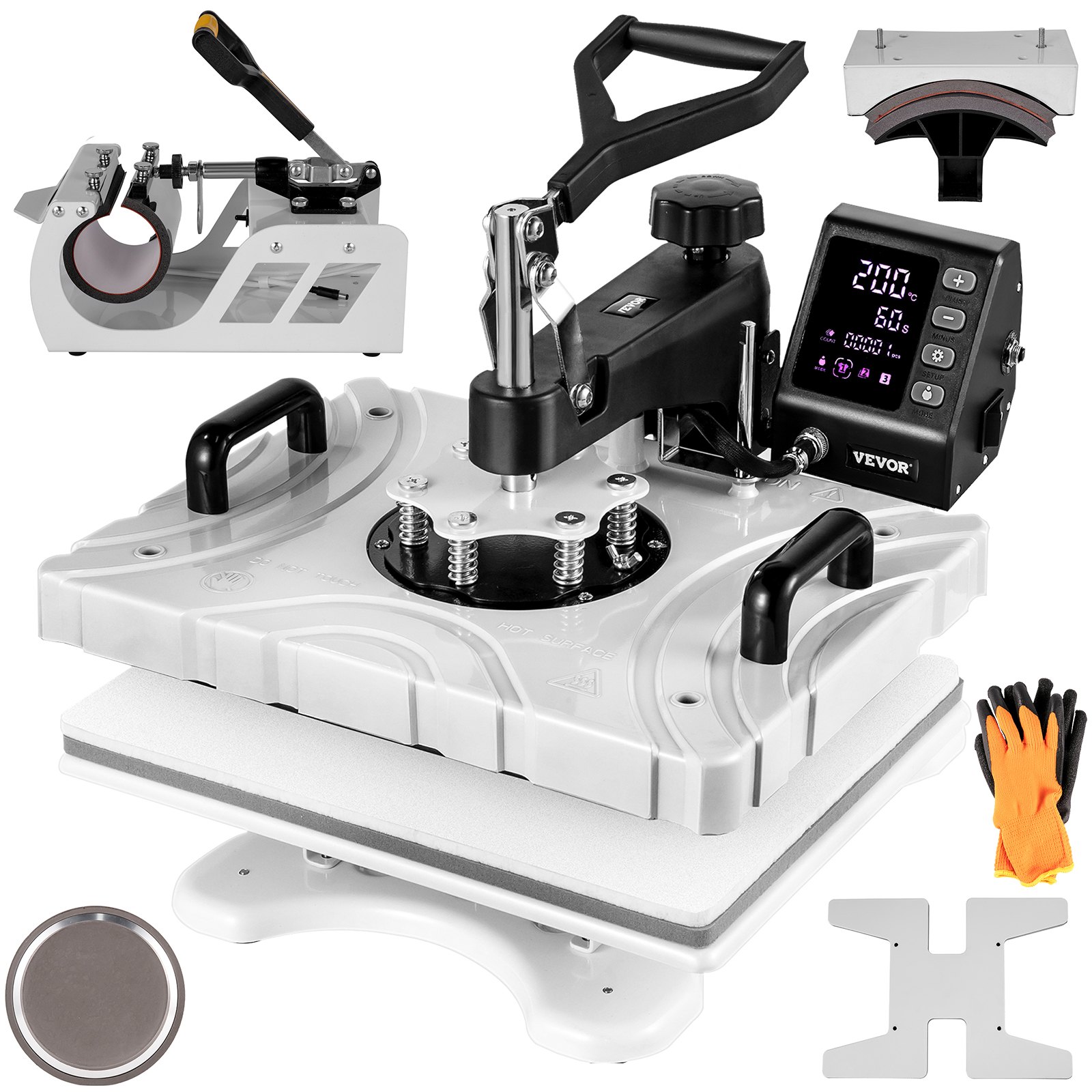 VEVOR La Prensa del Calor, Máquina de Sublimación 6 en 1, 1.000 W, Color Blanco