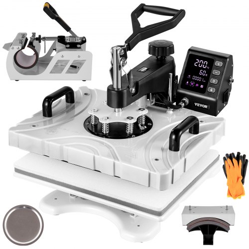 VEVOR La Prensa del Calor, Máquina de Sublimación 5 en 1, 1.000 W, Color Blanco