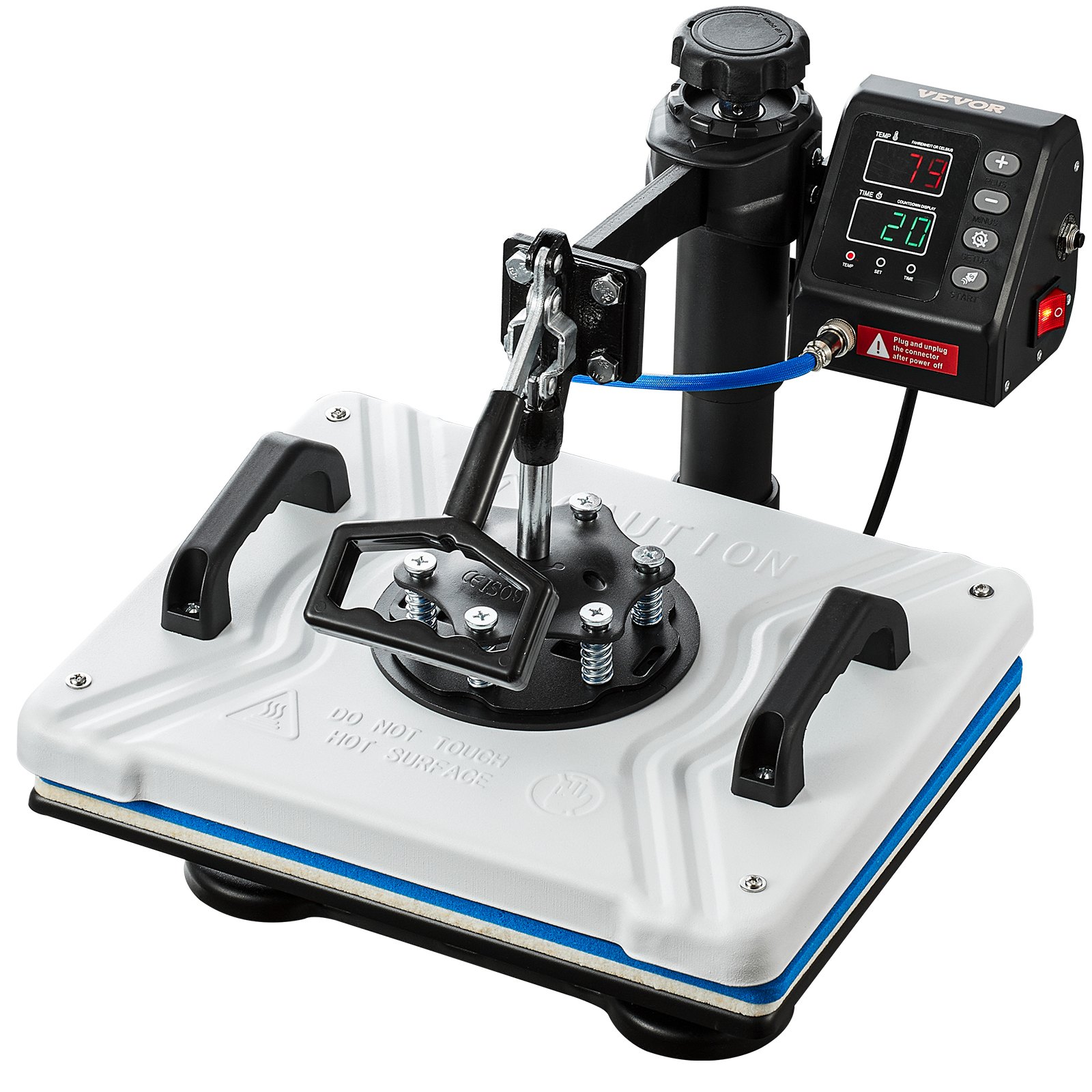 VEVOR 10 en 1 Prensa de Calor Multifuncional Blanco, Máquina de Sublimación 1000 W 29 x 38 cm Máquina Impresión de Calor para Camisetas, Diseño Giratorio de 360°, con Accesorios Completos