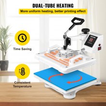 VEVOR Prensa de Calor 5 en 1 12 X 15 pulgadas (29 x 38cm) Máquina Blanca de Prensa Térmica para Zapatos Sombreros Máquina de Sublimación
