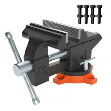VEVOR Tornillo de Banco de Trabajo Hierro Fundido Tornillo de Banco con Yunque de 4,8x4,3 cm Base Giratoria de 240° Abrazadera de Banco Ancho de Mandíbula de 11,5 cm para Carpintería Conducto de Corte