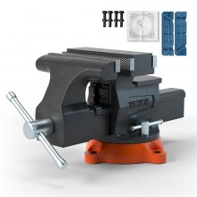 VEVOR Tornillo de Banco de 16,5 cm Base Giratoria de 360° para Servicio Pesado