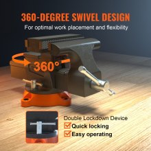 VEVOR Tornillo de Banco de 16,5 cm Base Giratoria de 360° para Servicio Pesado