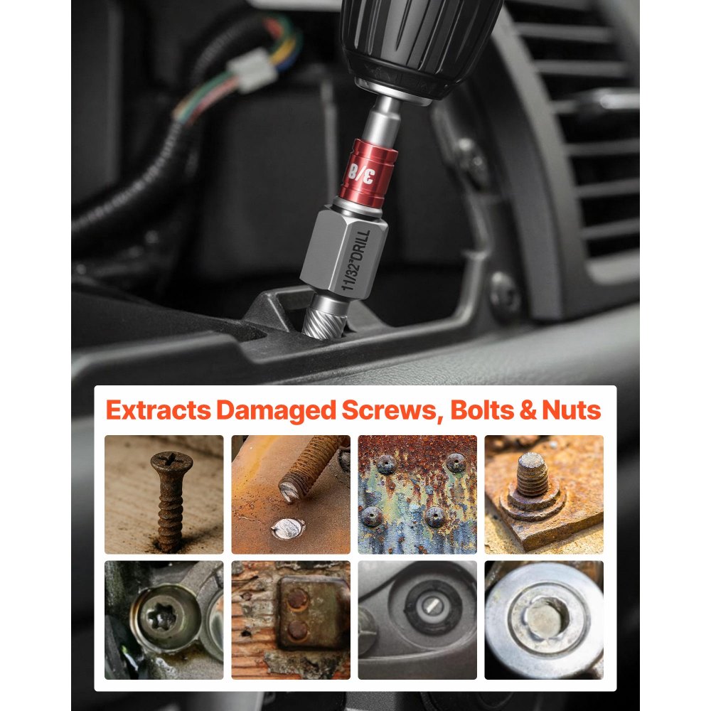 VEVOR Juego de Extractor de Tornillos Dañados y Brocas en Espiral 41 Piezas, Extractor de Pernos, con Adaptadores y Caja de Almacenamiento, Herramientas para Sacar Tornillos Rotos Oxidados Pintados