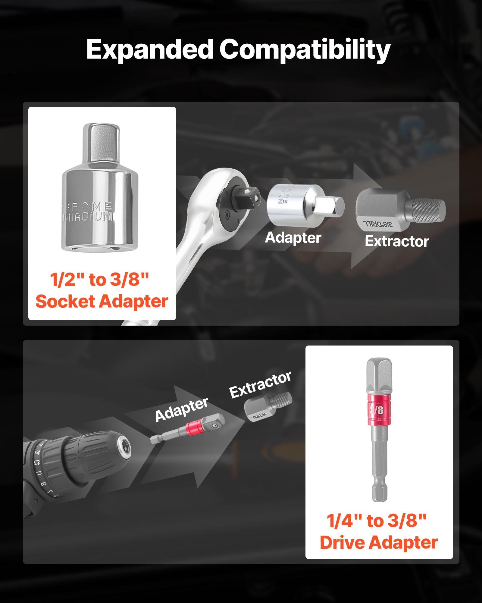 VEVOR Juego de Extractor de Tornillos Dañados y Brocas en Espiral 41 Piezas, Extractor de Pernos, con Adaptadores y Caja de Almacenamiento, Herramientas para Sacar Tornillos Rotos Oxidados Pintados