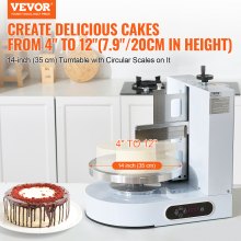 VEVOR Máquina para Esparcir Glaseado Tartas 10 a 30 cm Blanco 500 x 370 x 550 mm