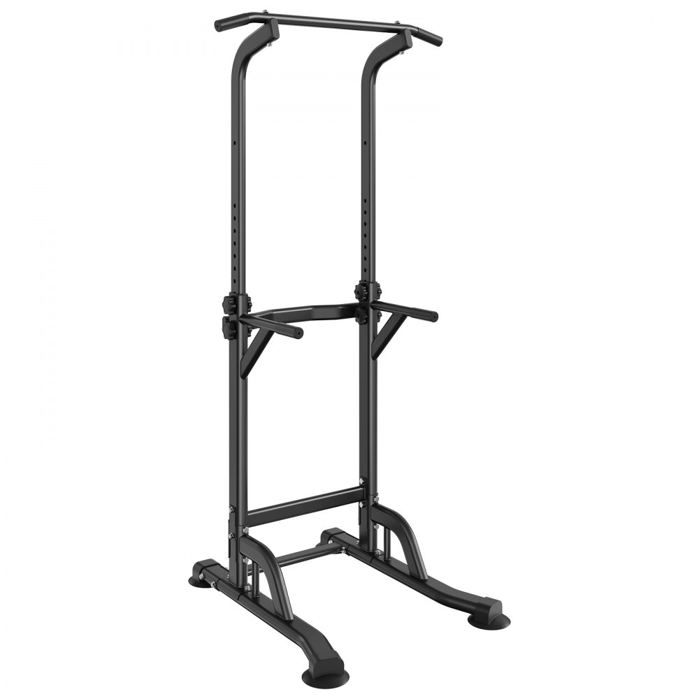 VEVOR Silla Romana, Barra de Dominadas de Pie Ajustable en Altura de 10 Niveles 150 Kg Equipo de Entrenamiento de Fuerza Multifunción con 4 Cubiertas de Pies de Succión, Estación de Inmersiones Fitnes