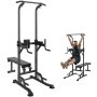 VEVOR Silla Romana con Banco Barra de Dominadas de Pie Ajustable en Altura de 10 Niveles 200 Kg Equipo de Entrenamiento de Fuerza Multifunción con Coderas en el Respaldo, Estación de Inmersión Fitness