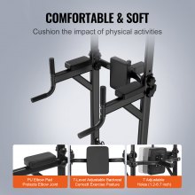 VEVOR Silla Romana, Barra de Dominadas de Pie Ajustable en Altura de 10 Niveles 200 Kg, Equipo de Entrenamiento de Fuerza Multifunción con Respaldo y Coderas, Estación de Inmersión Fitness, Gimnasio