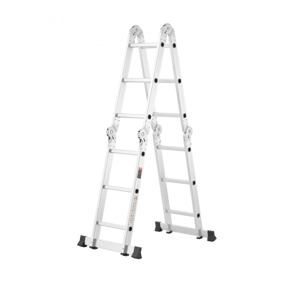 VEVOR Escalera Plegable Multiusos, Escalera de Tijera Alta 7 en 1, 3 Escalones con Estructura en A, 3,7 m Altura de Alcance, Carga 149,7 kg para Trabajos Domésticos al Aire Libre, 1195 x 608 x 1685 mm
