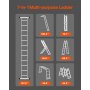 VEVOR Escalera Plegable Multiusos, Escalera de Tijera Alta 7 en 1, 3 Escalones con Estructura en A, 3,7 m Altura de Alcance, Carga 149,7 kg para Trabajos Domésticos al Aire Libre, 1195 x 608 x 1685 mm