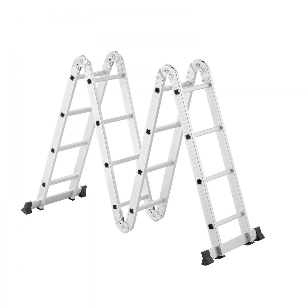 VEVOR Escalera Plegable Multiusos, Escalera Extensible Alta 7 en 1, 4 Escalones con Estructura en A, Altura de Alcance de 4,7 m, Capacidad de 149,7 kg para el Hogar y el Exterior, 1560 x 608 x 2215 mm