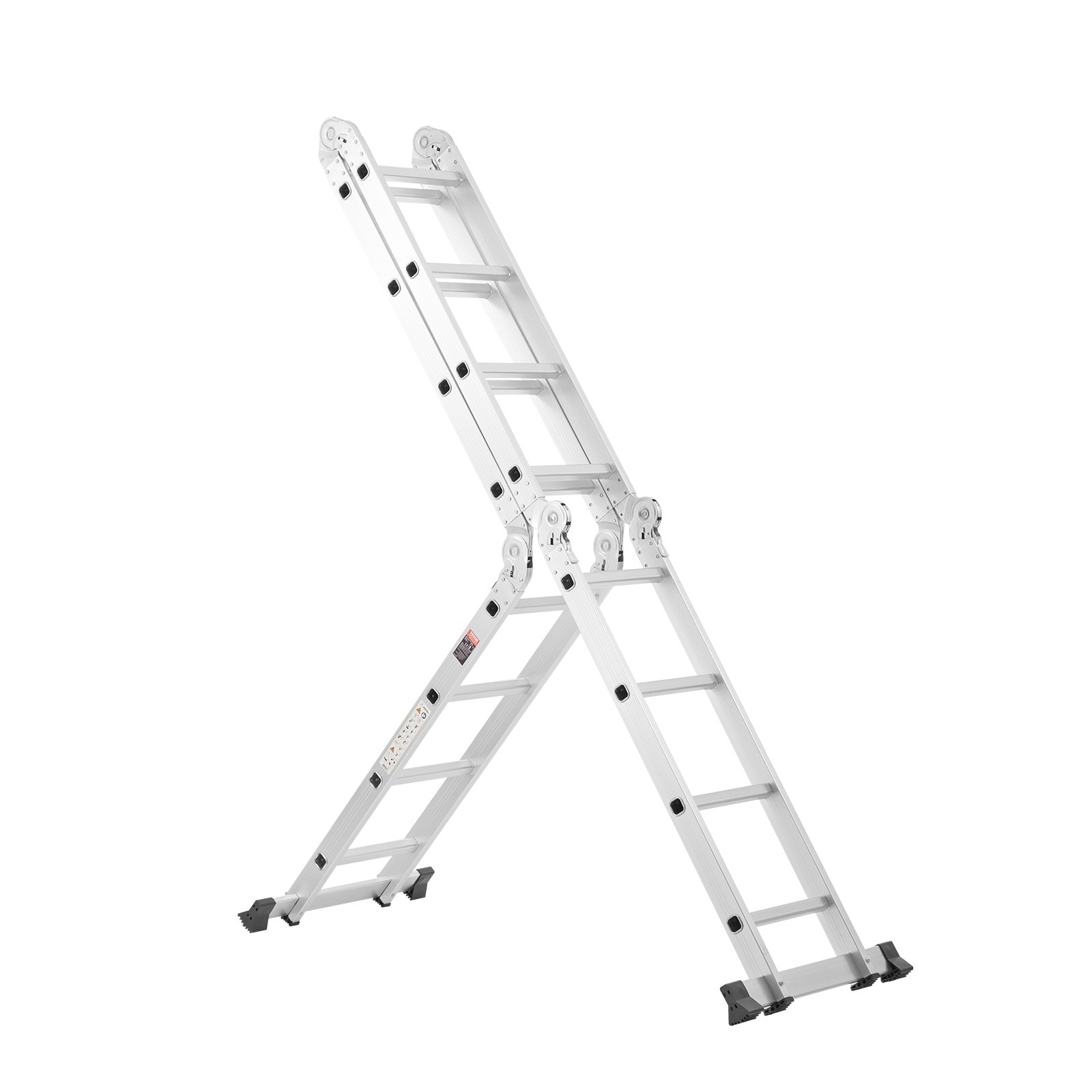 VEVOR Escalera Plegable Multiusos, Escalera Extensible Alta 7 en 1, 4 Escalones con Estructura en A, Altura de Alcance de 4,7 m, Capacidad de 149,7 kg para el Hogar y el Exterior, 1560 x 608 x 2215 mm
