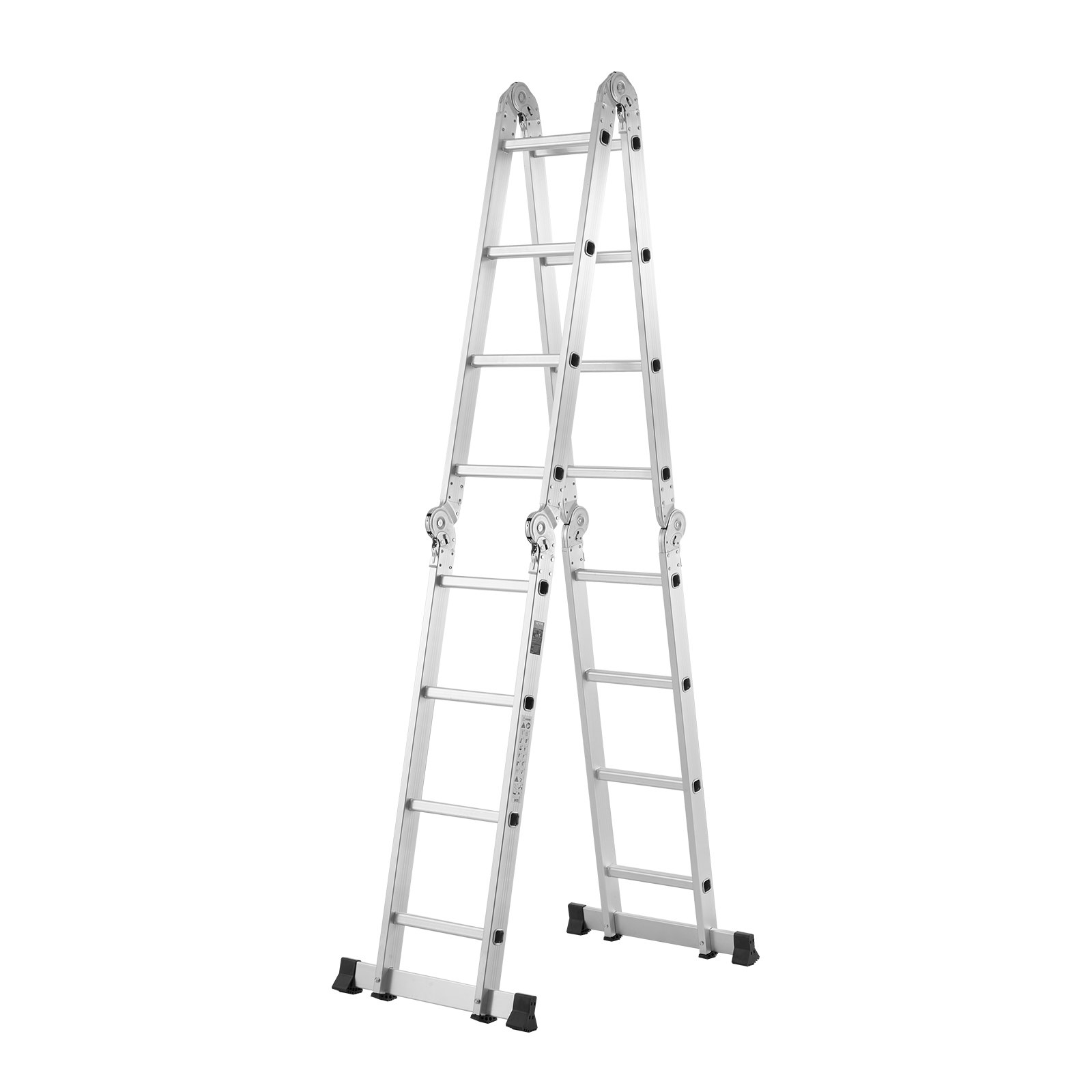 VEVOR Escalera Plegable Multiusos, Escalera Extensible Alta 7 en 1, 4 Escalones con Estructura en A, Altura de Alcance de 4,7 m, Capacidad de 149,7 kg para el Hogar y el Exterior, 1560 x 608 x 2215 mm