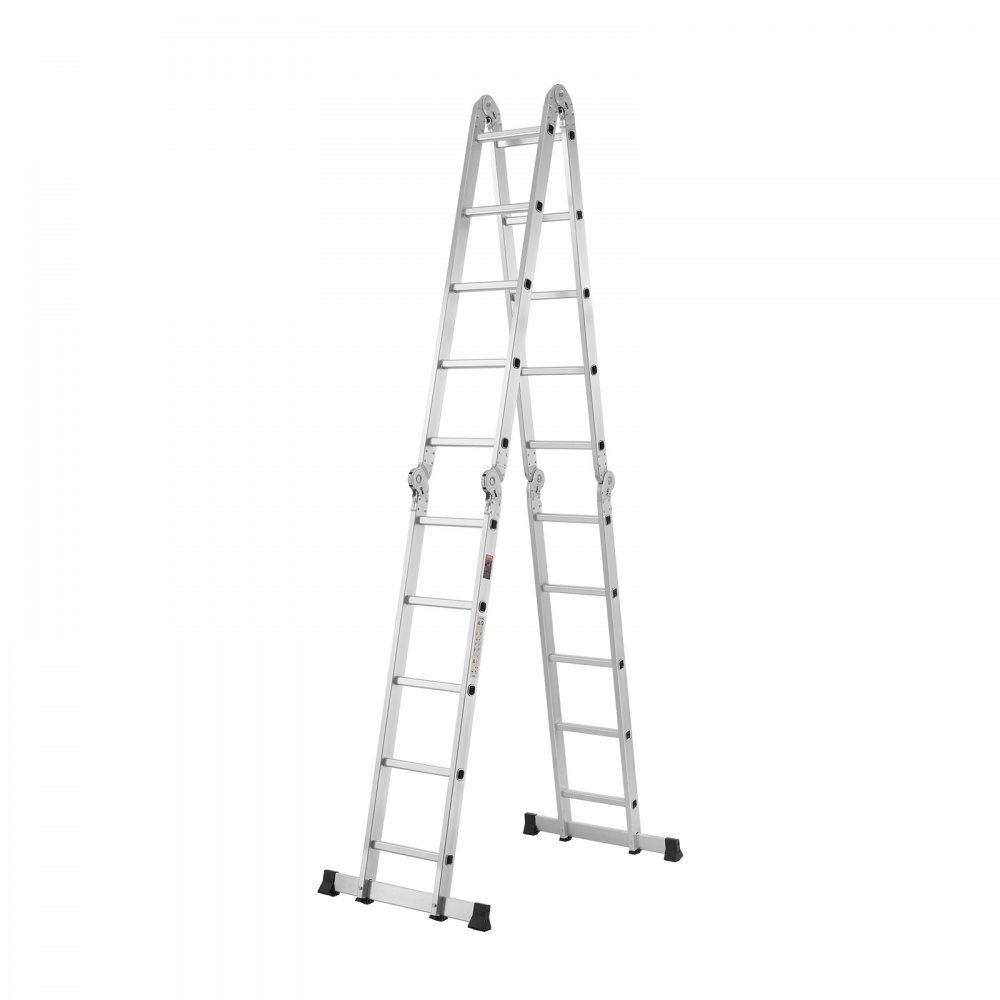 VEVOR Escalera Plegable Multiusos Extensible Alta 7 en 1, 5 Escalones con Estructura en A, Altura de Alcance de 5,8 m, Capacidad de 149,7 kg para Exteriores de Metal en el Hogar, 1965 x 708 x 2735 mm