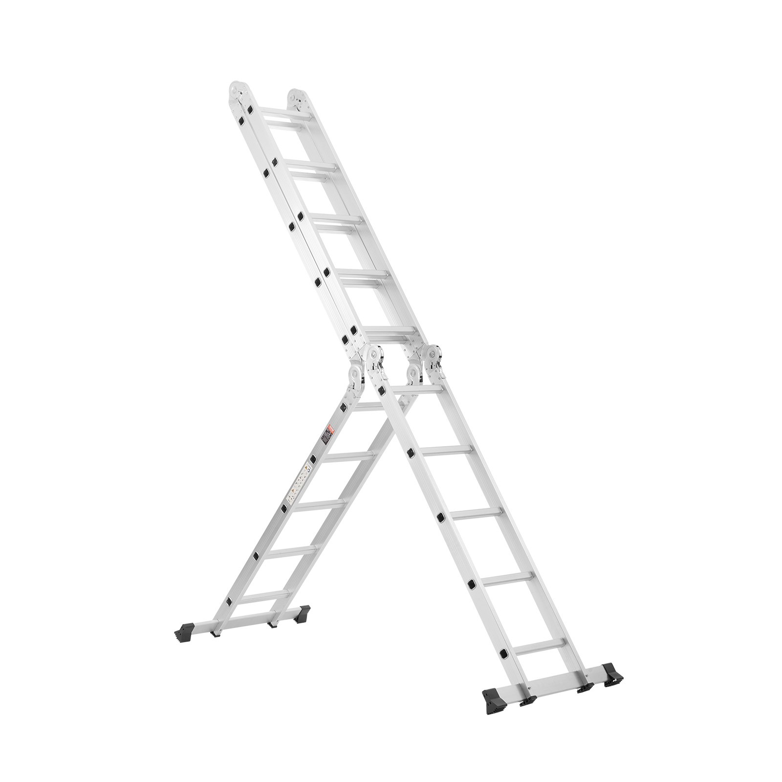 VEVOR Escalera Plegable Multiusos Extensible Alta 7 en 1, 5 Escalones con Estructura en A, Altura de Alcance de 5,8 m, Capacidad de 149,7 kg para Exteriores de Metal en el Hogar, 1965 x 708 x 2735 mm