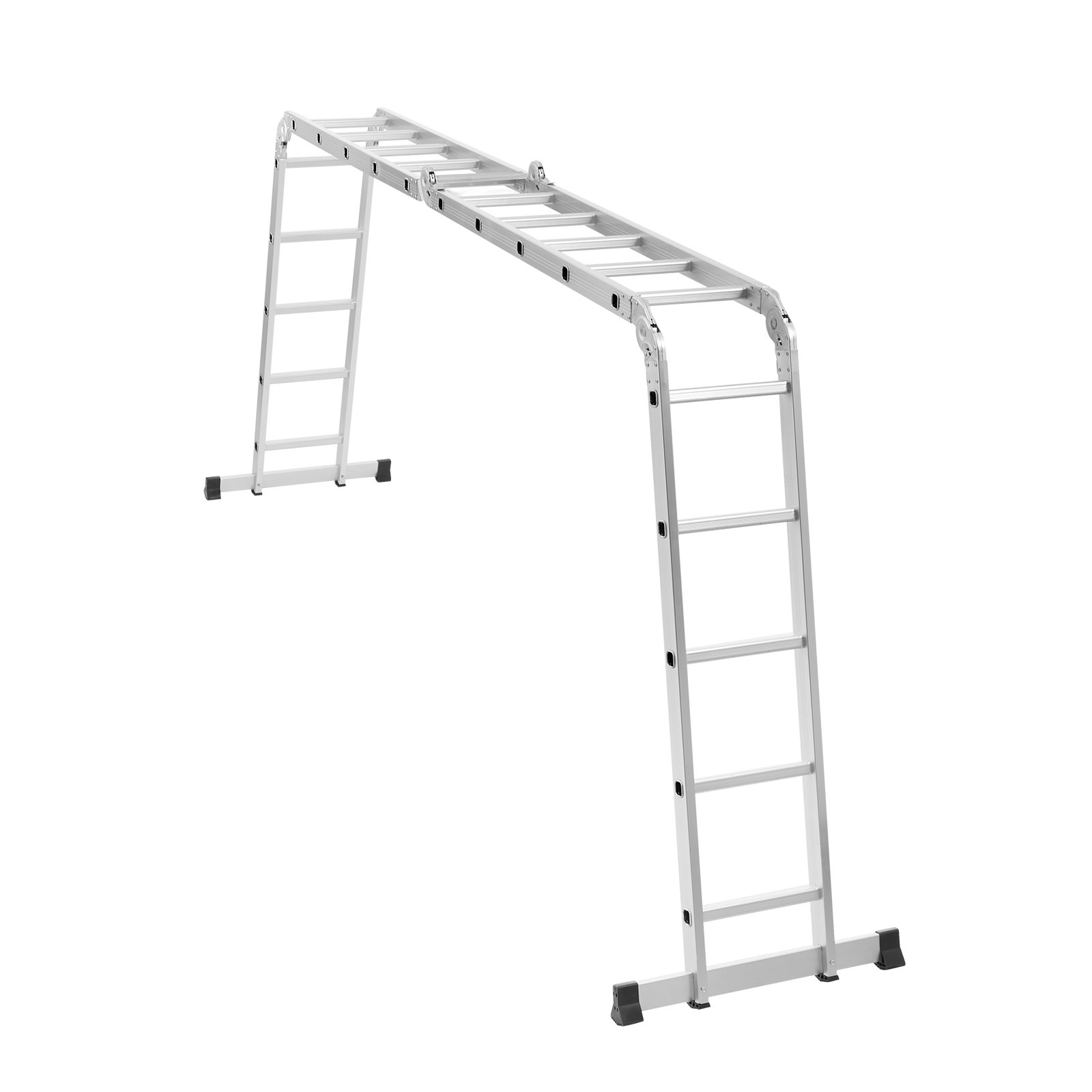 VEVOR Escalera Plegable Multiusos Extensible Alta 7 en 1, 5 Escalones con Estructura en A, Altura de Alcance de 5,8 m, Capacidad de 149,7 kg para Exteriores de Metal en el Hogar, 1965 x 708 x 2735 mm