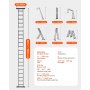 VEVOR Escalera Plegable Multiusos Extensible Alta 7 en 1, 5 Escalones con Estructura en A, Altura de Alcance de 5,8 m, Capacidad de 149,7 kg para el Hogar y el Exterior, 1930 x 708 x 2775 mm, Plata