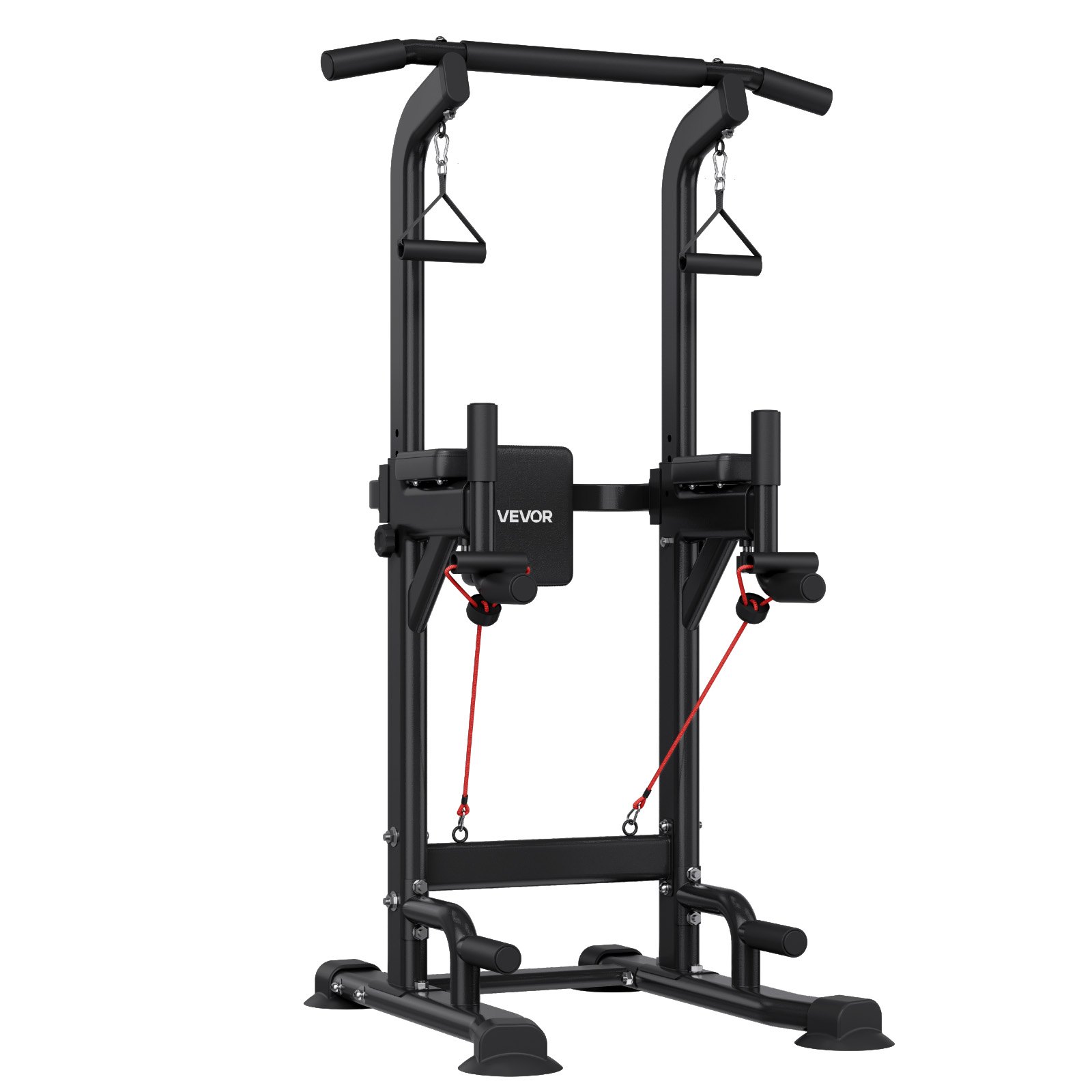 VEVOR Barra de Dominadas, Carga de 150 kg, Estructura en H, Respaldo Acolchado, Altura Ajustable en 12 Posiciones, Entrenamiento Multifuncional para Brazos y Espalda, 910 x 980 x 1860–2360 mm