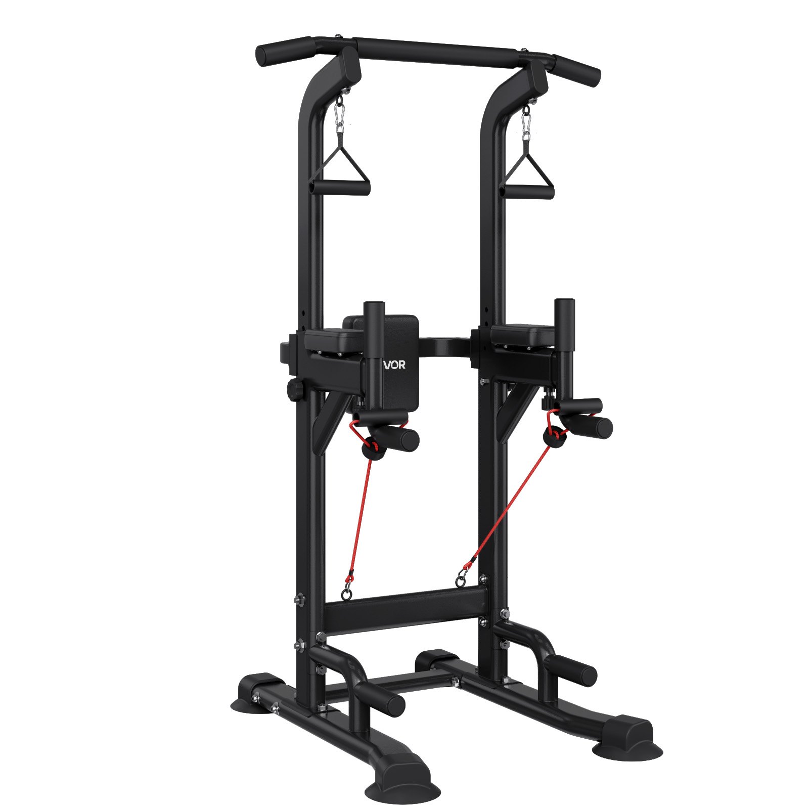VEVOR Barra de Dominadas, Carga de 150 kg, Estructura en H, Respaldo Acolchado, Altura Ajustable en 12 Posiciones, Entrenamiento Multifuncional para Brazos y Espalda, 910 x 980 x 1860–2360 mm