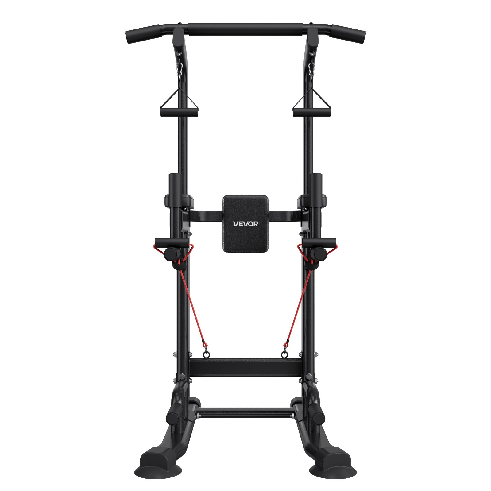 VEVOR Barra de Dominadas, Carga de 150 kg, Estructura en H, Respaldo Acolchado, Altura Ajustable en 12 Posiciones, Entrenamiento Multifuncional para Brazos y Espalda, 910 x 980 x 1860–2360 mm