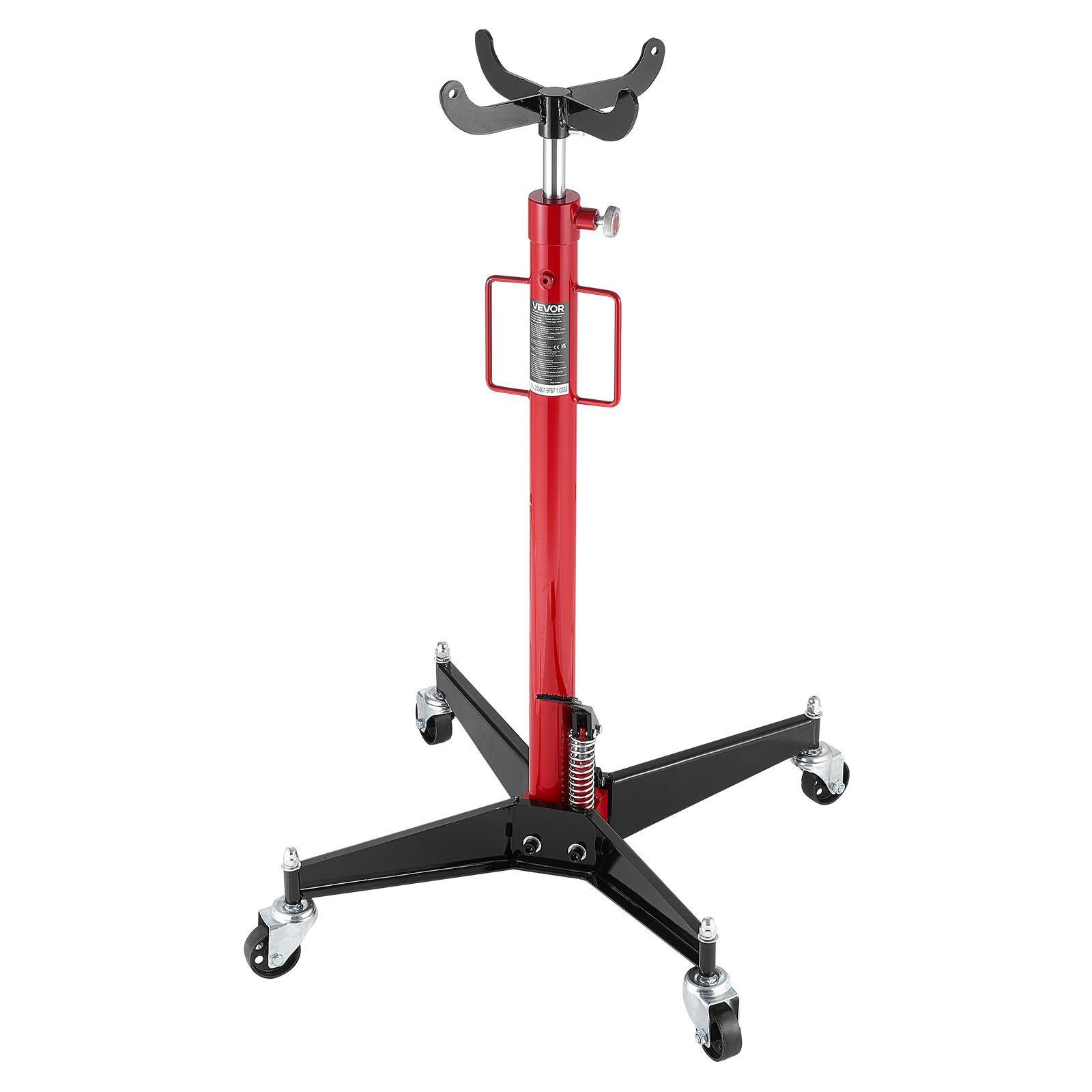 VEVOR Gato Hidráulico para Coche, con Capacidad de Elevación 500 kg, con Pedal, Rueda Giratoria 360°, Altura de Elevación 112-187 cm, para Taller/Garaje, Rojo y Negro, 640 x 575 x 1140–1890 mm