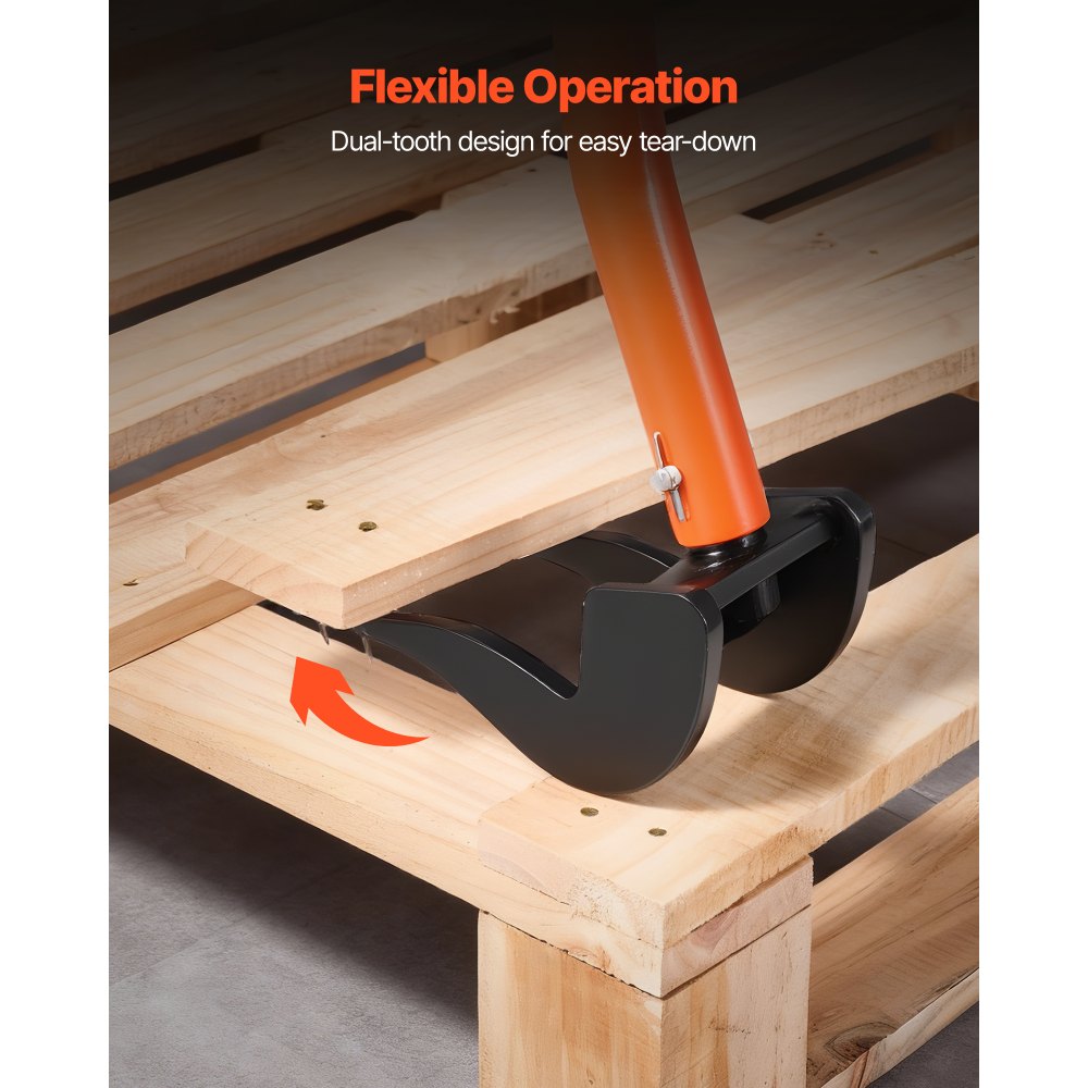 VEVOR Barra de Palanca de Acero al Carbono, Extractor de Palés de 137,16 cm, Capacidad de Carga de 907,18 kg, Herramienta de Desmontaje de Madera con Guantes para Desmontar Tablas de Extracción