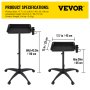 VEVOR Bandeja de Salón con 5 Ruedas Giratorias 45x33x66 cm Bandeja Rodante de Salón, Altura Ajustable 66-110 cm Carretilla de Bandeja de Salón Negro, Material de Acero Inoxidable, Hierro y Plástico
