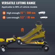 VEVOR Gato De Aire Gato de Bajo Perfil de Acero Carga Máxima de 2,5 T Gato Hidraulico para Coche Rango de Elevación 85-380 mm Bomba Hidráulica Gato
