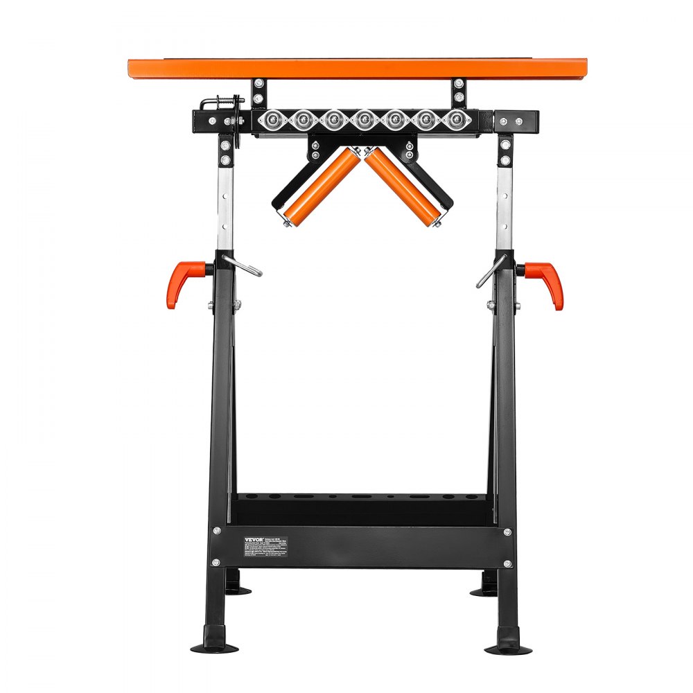VEVOR 4 en 1 Soporte con Ruedas Carga 200 kg Altura 838,2-1270 mm con Soporte y Cabezal de Rodillo Multidireccional Pulido para Soporte de Extensión para Carpintería con Salida de Sierra de Mesa