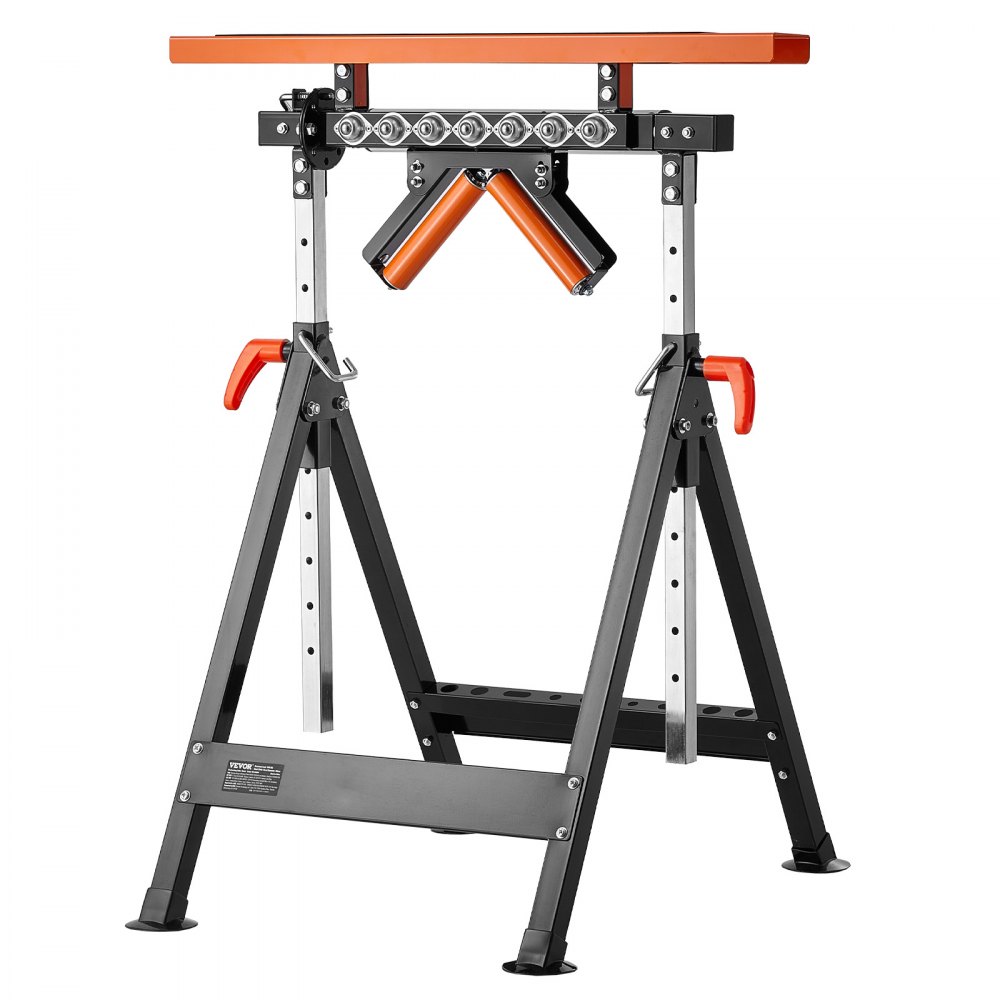 VEVOR 4 en 1 Soporte con Ruedas Carga 200 kg Altura 838,2-1270 mm con Soporte y Cabezal de Rodillo Multidireccional Pulido para Soporte de Extensión para Carpintería con Salida de Sierra de Mesa