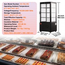 VEVOR Vitrina Refrigerada Comercial 85 L para Pastelería Tartas 3 Niveles LED