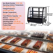 VEVOR Vitrina Refrigerada Comercial 100 L para Pastelería Tartas 2 Niveles LED