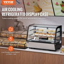 VEVOR Vitrina Refrigerada Comercial 146 L para Pastelería Tartas 2 Niveles LED