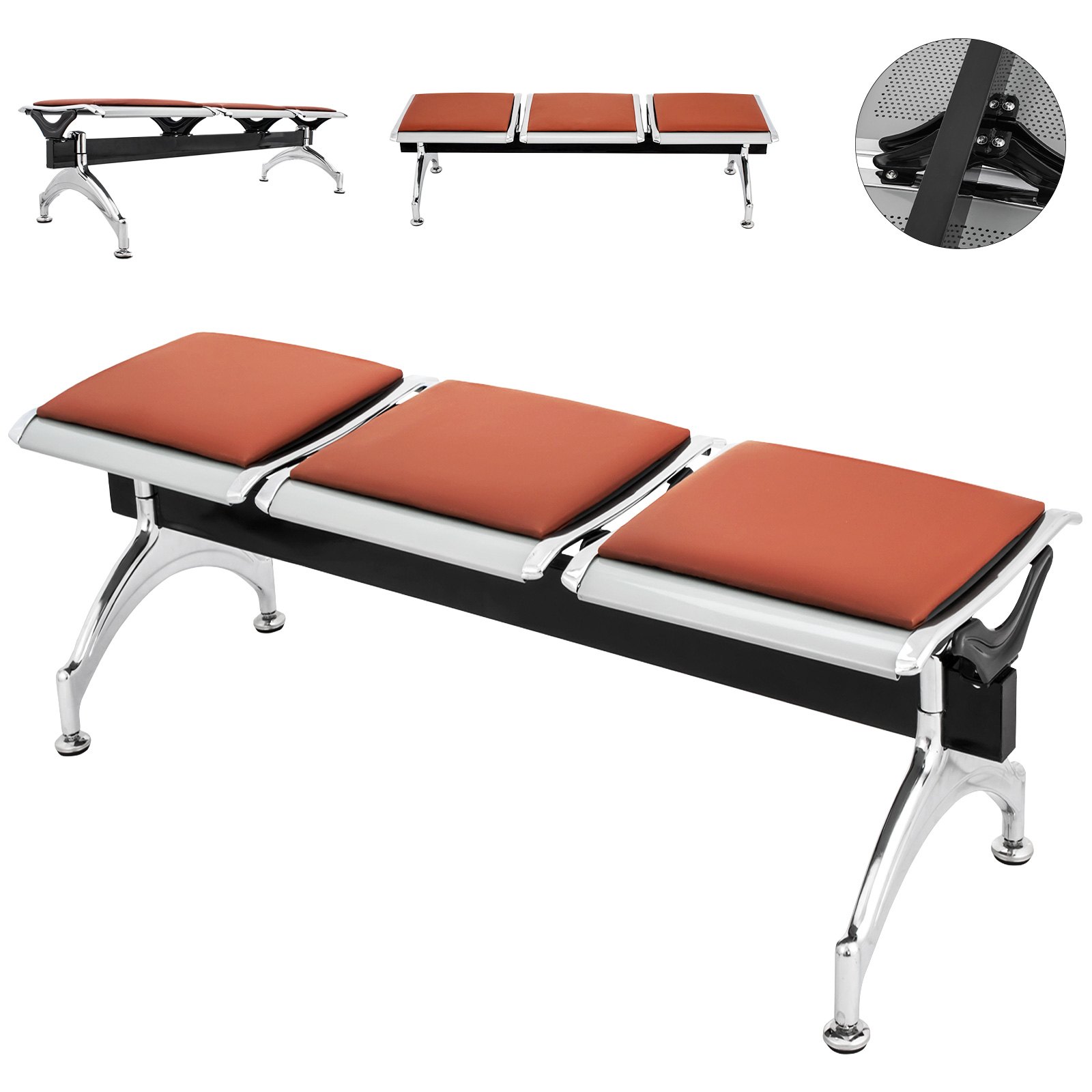 Tres 3 Asientos Silla Oficina Sillon Despacho Sala Espera Cocina Comedor Banco