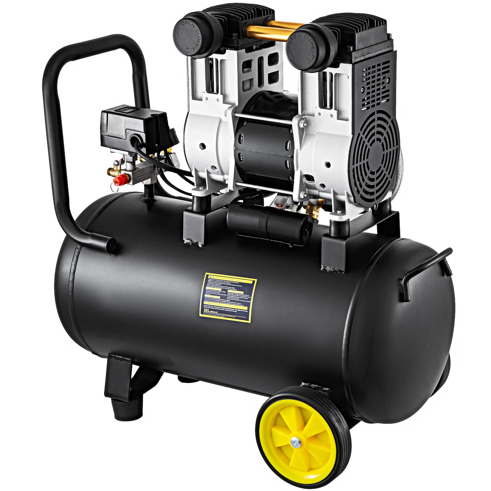 Compresor De Aire Sin Aceite 1500w 50 Litros 250 L/min Portátil Silencioso